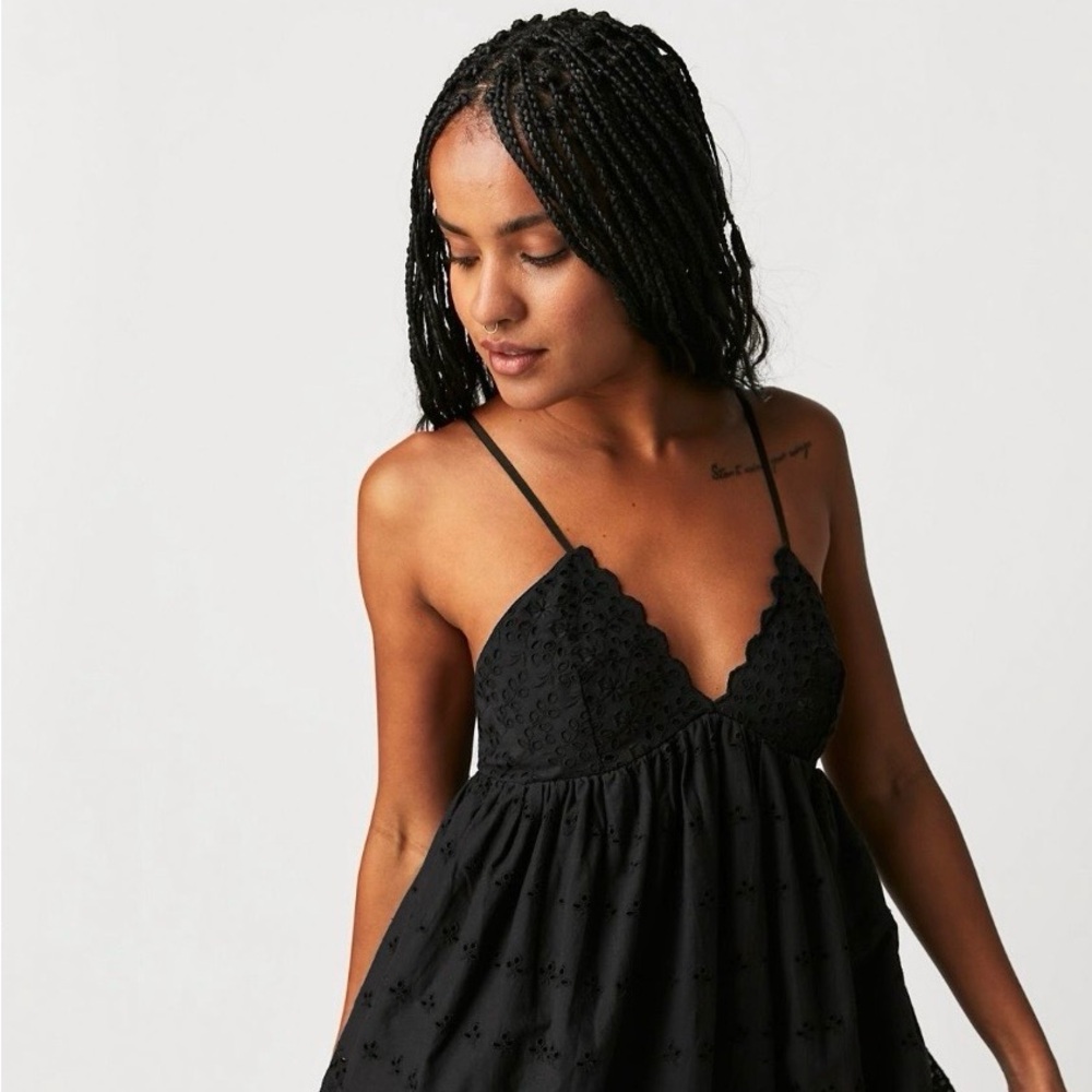 Free People Black Lace Mini Dress